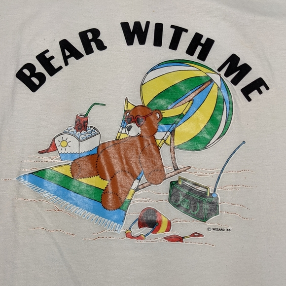 1986 Bear with Me Single Stitch XL T-shirt - Picture 2 of 5